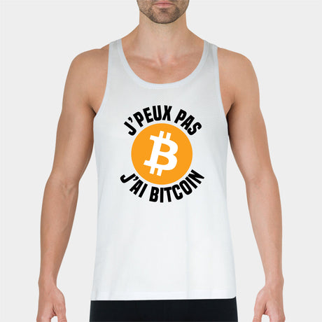 Débardeur Homme J'peux pas j'ai Bitcoin Blanc