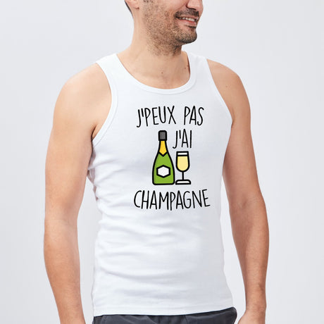 Débardeur Homme J'peux pas j'ai champagne Blanc