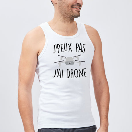 Débardeur Homme J'peux pas j'ai drone Blanc