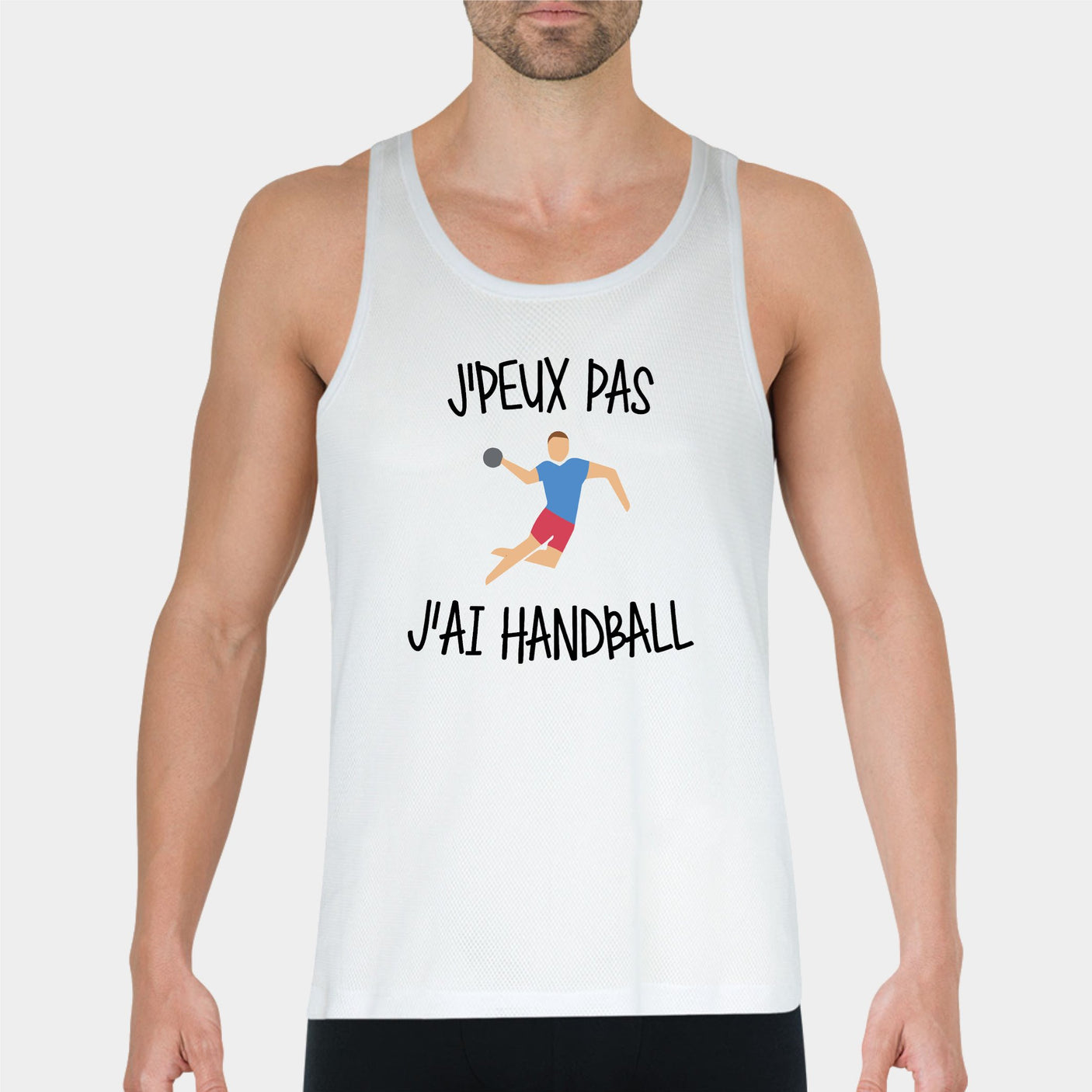 Débardeur Homme J'peux pas j'ai handball Blanc