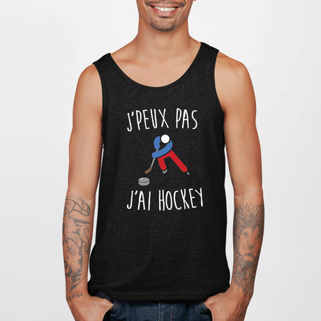 Débardeur Homme J'peux pas j'ai hockey Noir