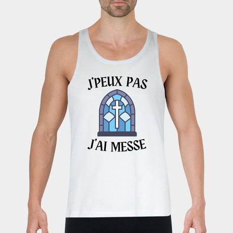 Débardeur Homme J'peux pas j'ai messe Blanc