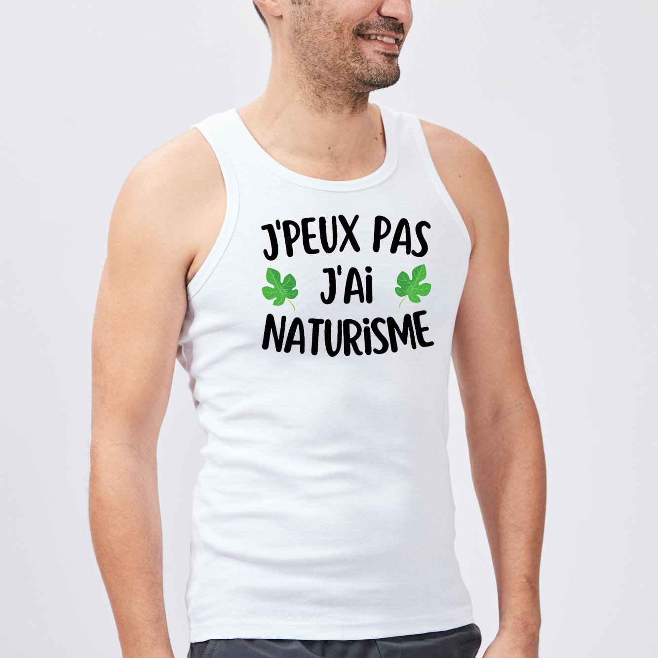 Débardeur Homme J'peux pas j'ai naturisme Blanc