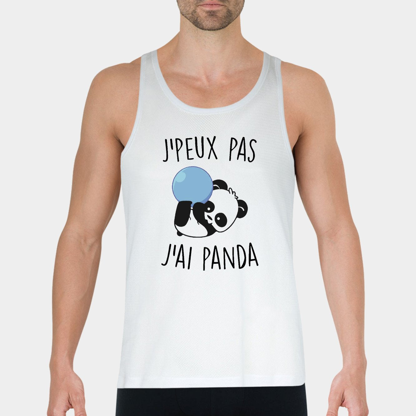 Débardeur Homme J'peux pas j'ai panda Blanc