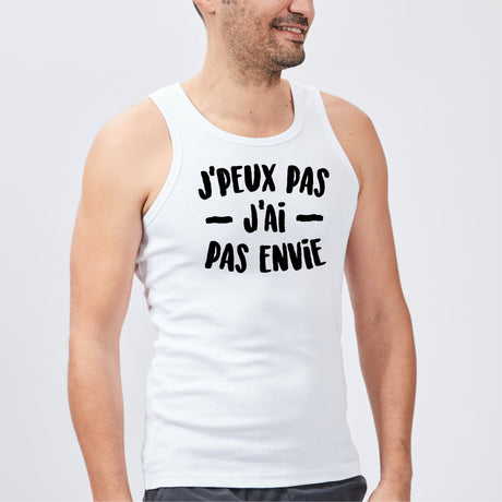 Débardeur Homme J'peux pas j'ai pas envie Blanc