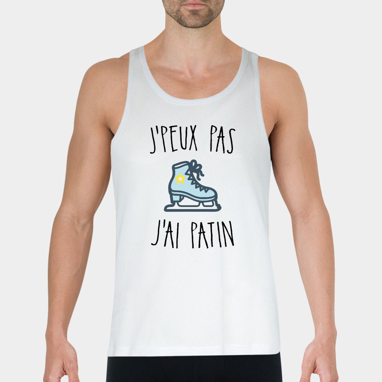 Débardeur Homme J'peux pas j'ai patin Blanc