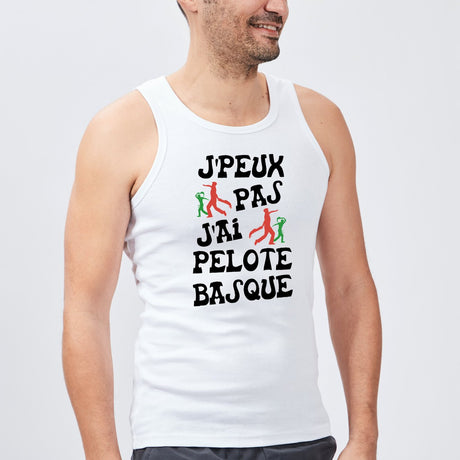 Débardeur Homme J'peux pas j'ai pelote basque Blanc