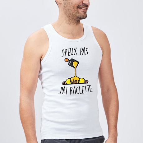 Débardeur Homme J'peux pas j'ai raclette Blanc