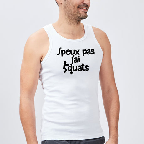 Débardeur Homme J'peux pas j'ai squats Blanc