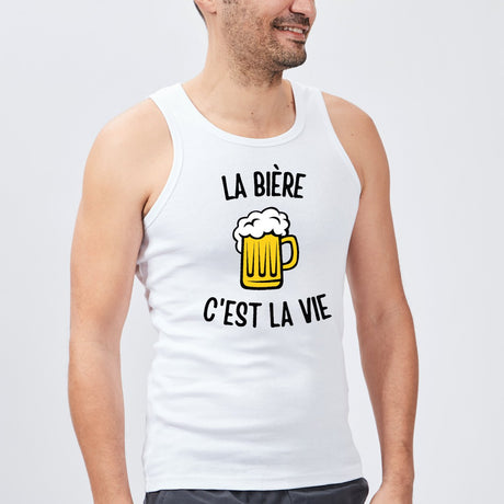 Débardeur Homme La bière c'est la vie Blanc