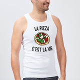 Débardeur Homme La pizza c'est la vie Blanc