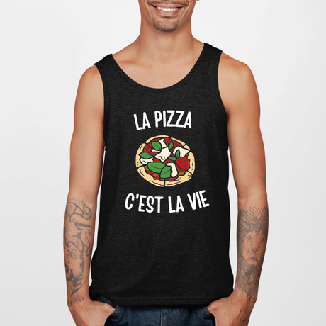 Débardeur Homme La pizza c'est la vie Noir