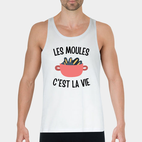 Débardeur Homme Les moules c'est la vie Blanc