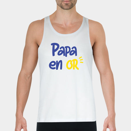 Débardeur Homme Papa en or Blanc