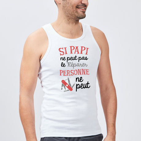 Débardeur Homme Si papi ne peut pas pas le réparer Blanc