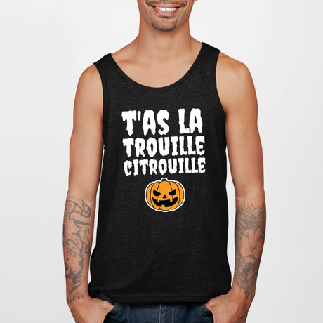 Débardeur Homme T'as la trouille citrouille Noir