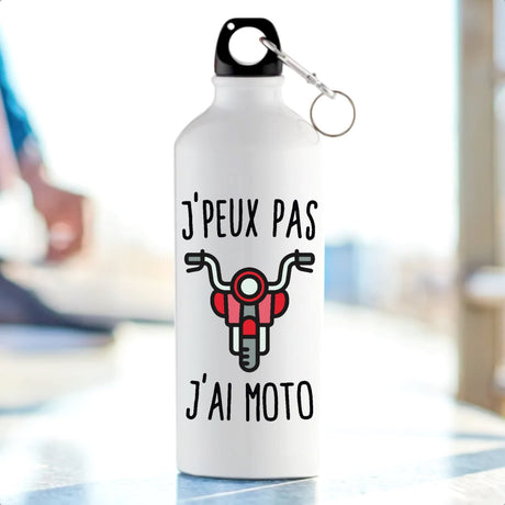 Gourde J'peux pas j'ai moto Blanc
