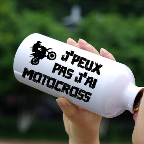 Gourde J'peux pas j'ai motocross Blanc
