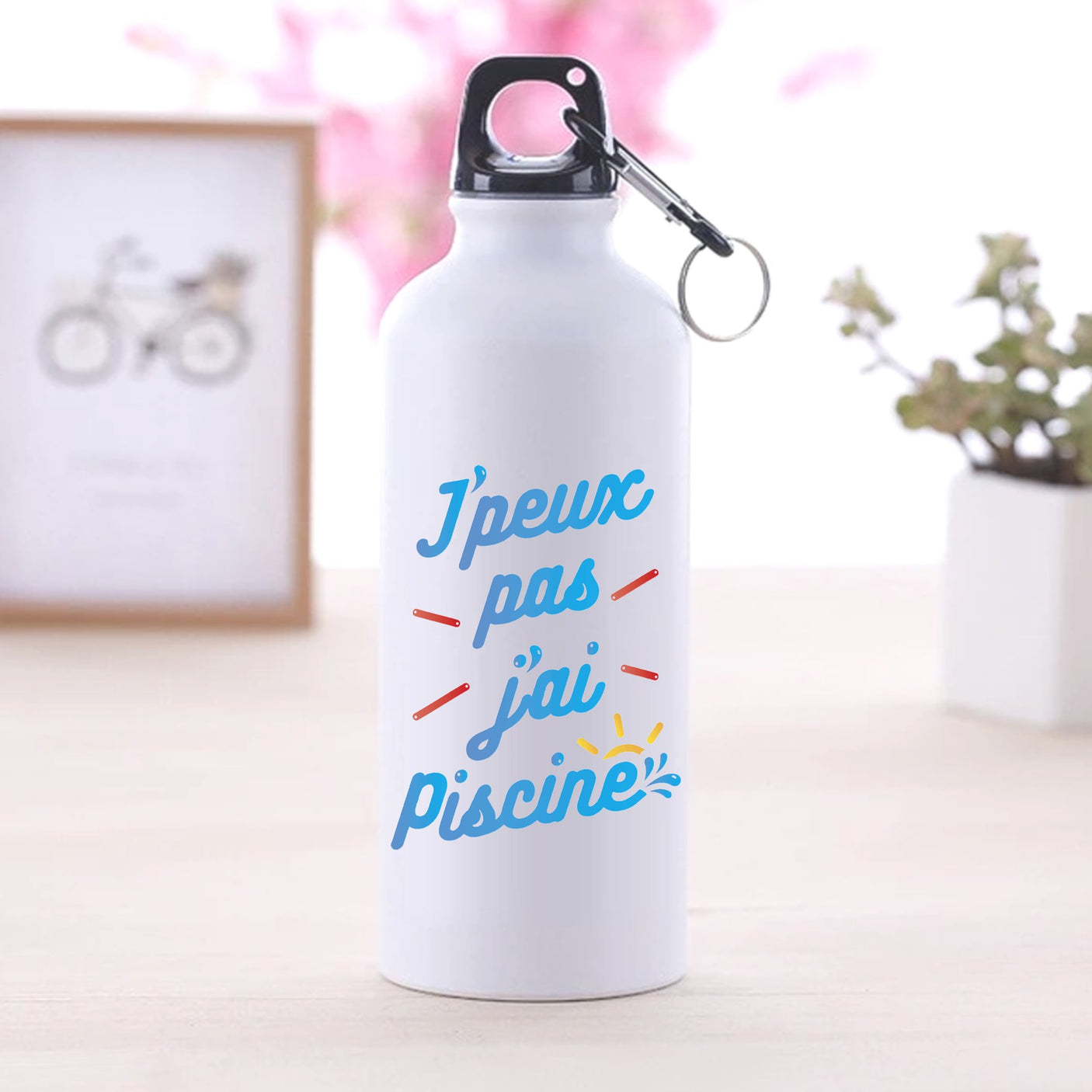 Gourde J'peux pas j'ai piscine Blanc