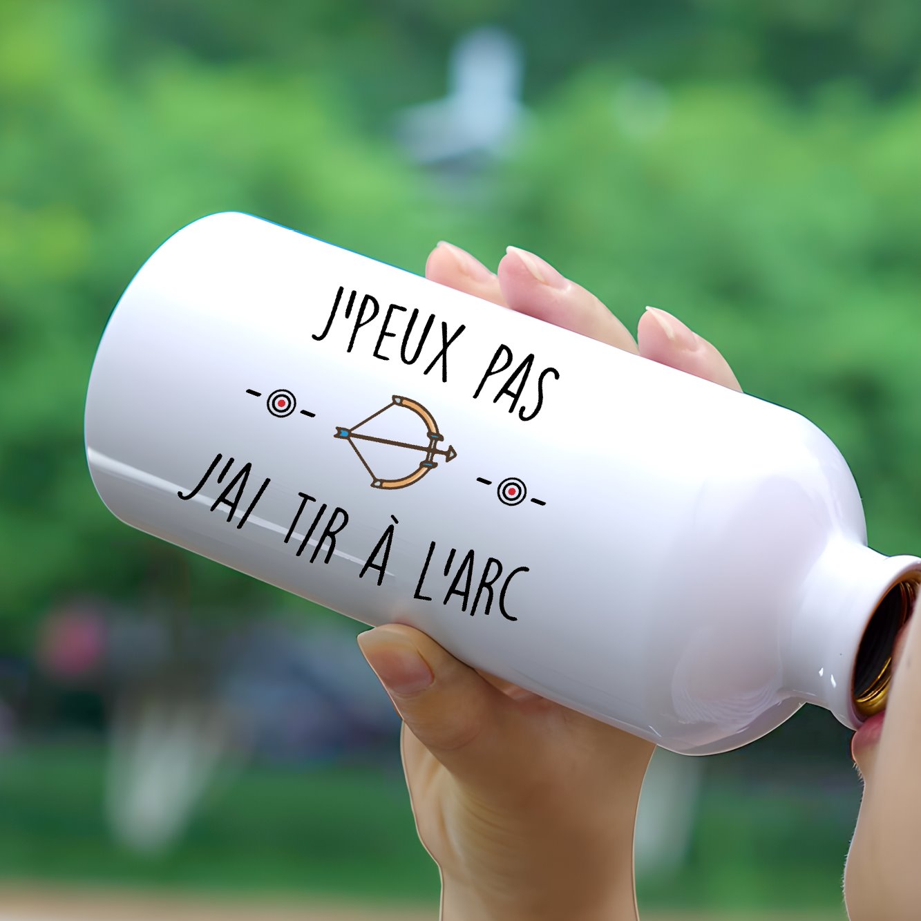 Gourde J'peux pas j'ai tir à l'arc Blanc