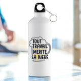 Gourde Tout travail mérite sa bière Blanc