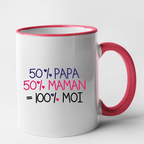 Mug 50% maman 50% papa Rouge