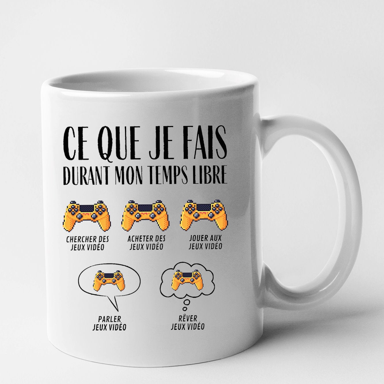 Mug Ce que je fais durant mon temps libre Jeux vidéo Blanc