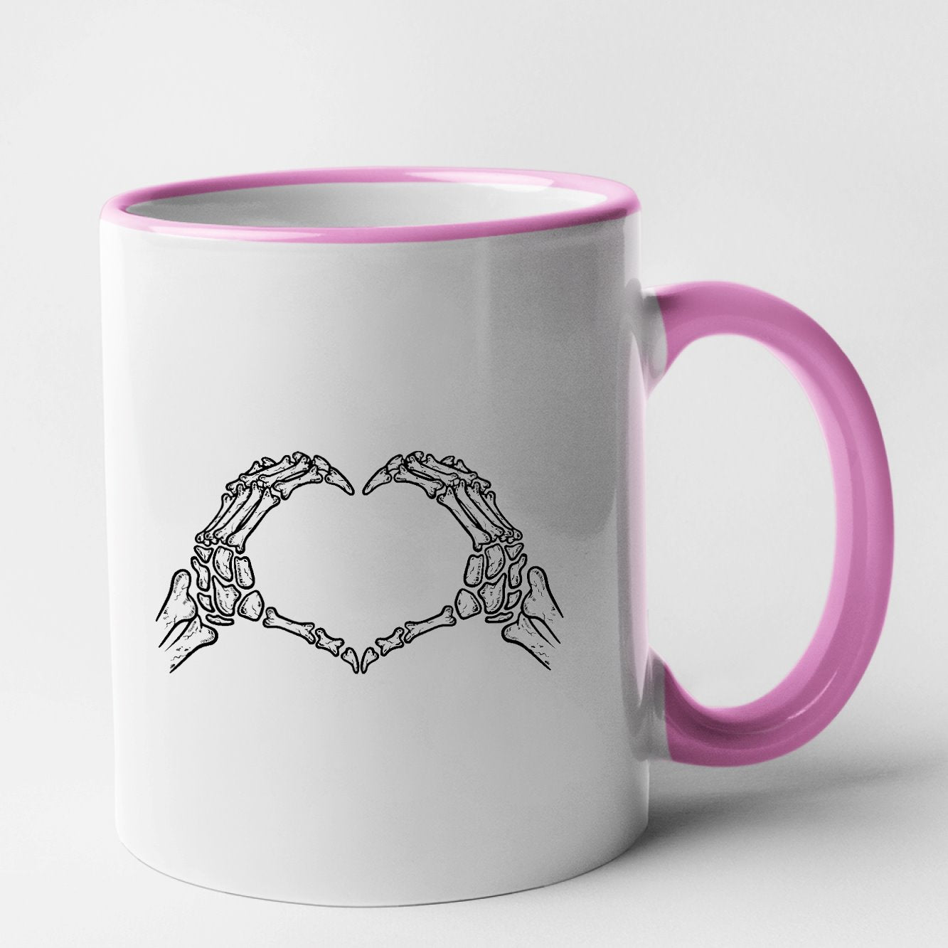 Mug Coeur mains squelette Rose