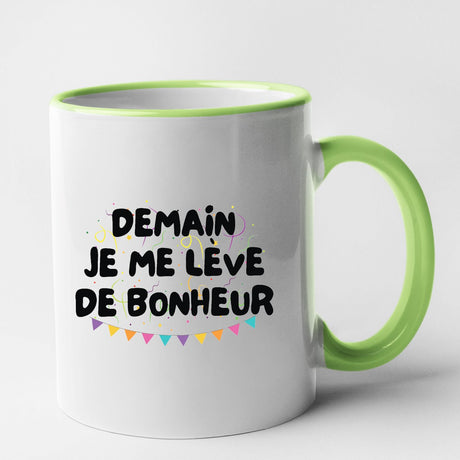 Mug Demain je me lève de bonheur Vert