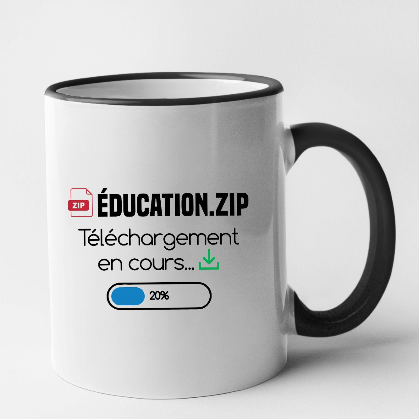 Mug Éducation téléchargement en cours Noir