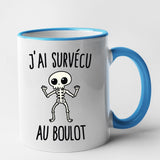 Mug J'ai survécu au boulot Bleu