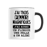Mug J'ai trois filles magnifiques Noir
