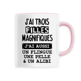 Mug J'ai trois filles magnifiques Rose