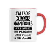 Mug J'ai trois filles magnifiques Rouge
