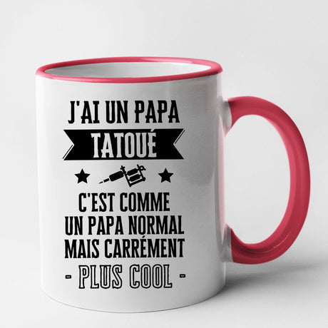 Mug J'ai un papa tatoué Rouge