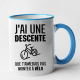 Mug J'ai une descente que t'aimerais pas monter à vélo Bleu