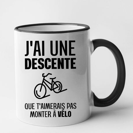 Mug J'ai une descente que t'aimerais pas monter à vélo Noir