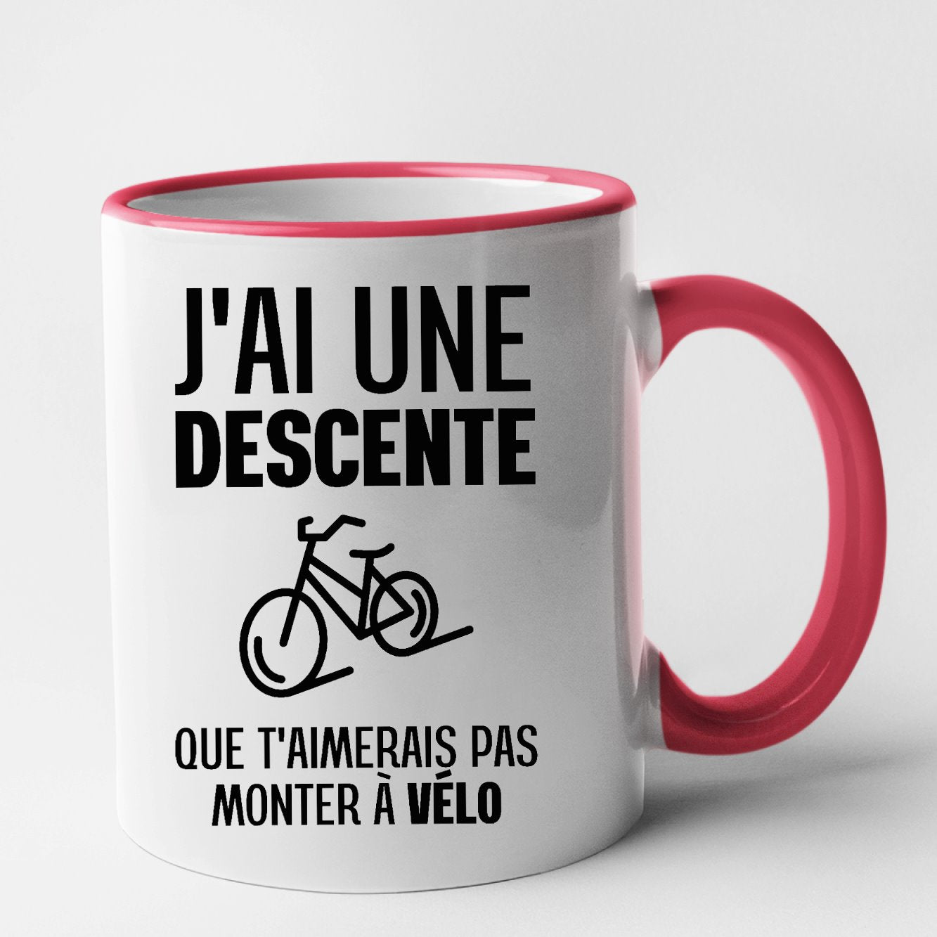 Mug J'ai une descente que t'aimerais pas monter à vélo Rouge