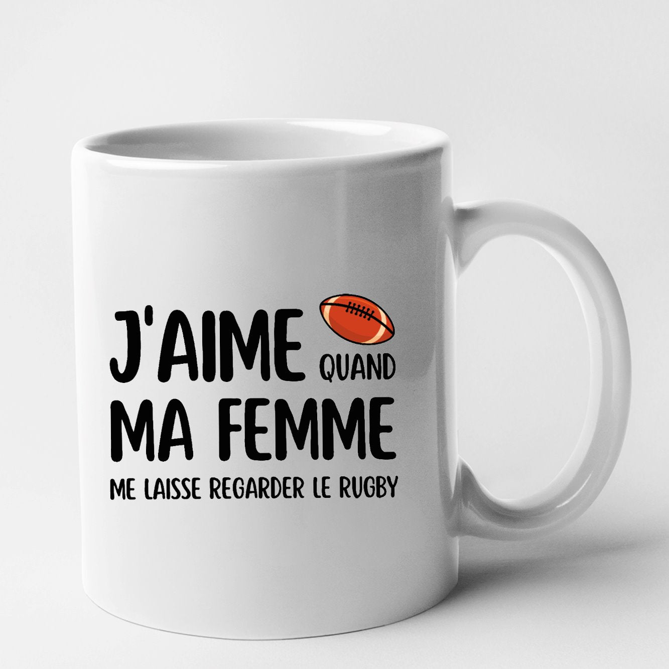 Mug J'aime quand ma femme me laisse regarder le rugby Blanc