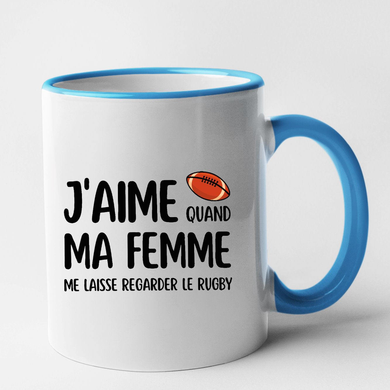 Mug J'aime quand ma femme me laisse regarder le rugby Bleu