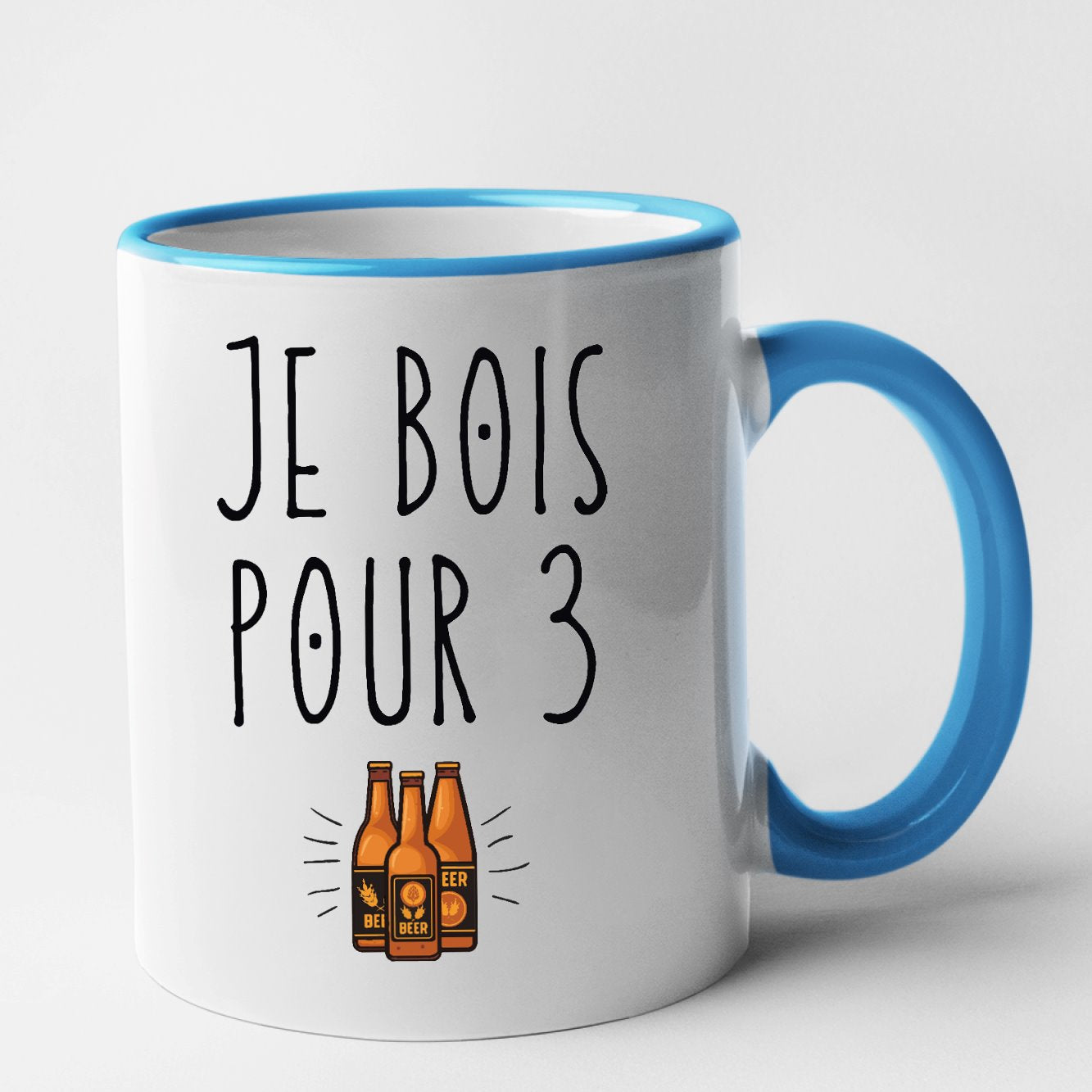 Mug Je bois pour 3 Bleu