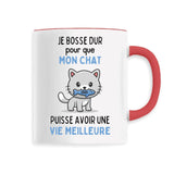 Mug Je bosse dur pour mon chat 