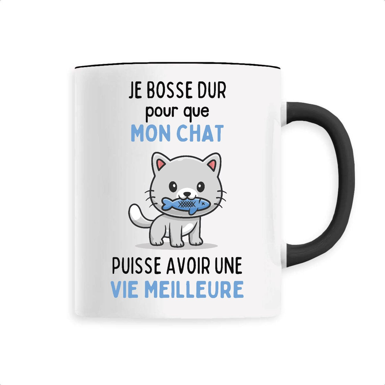 Mug Je bosse dur pour mon chat 