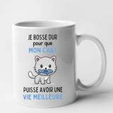 Mug Je bosse dur pour mon chat Blanc