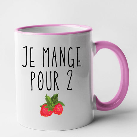 Mug Je mange pour 2 Rose