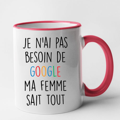 Mug Je n'ai pas besoin de Google Rouge