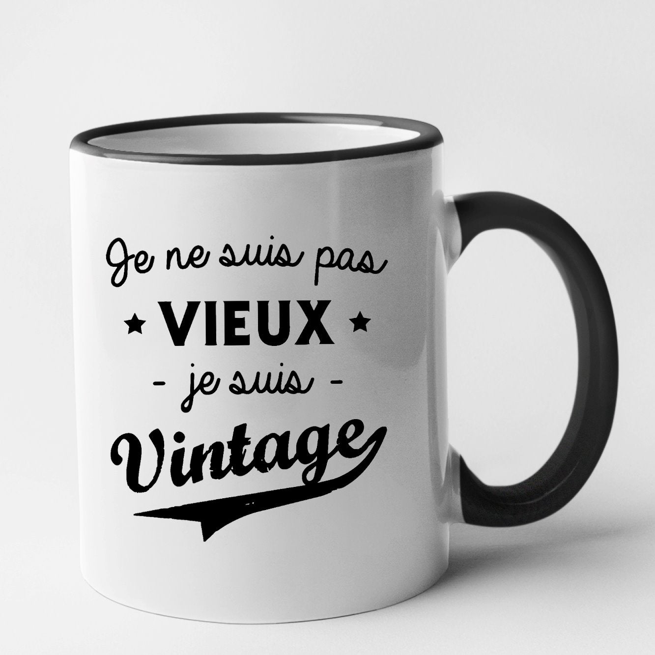 Mug Je ne suis pas vieux je suis vintage Noir
