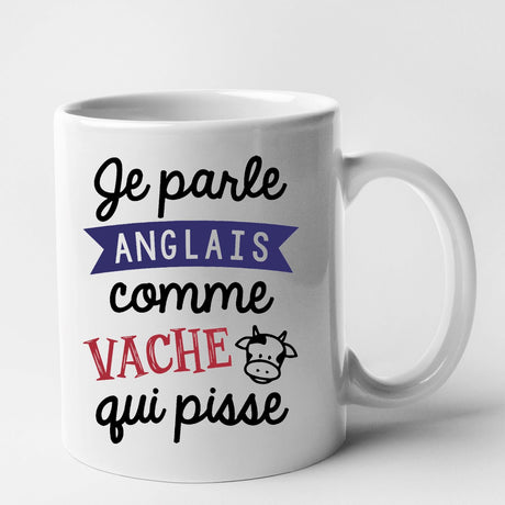 Mug Je parle anglais comme vache qui pisse Blanc