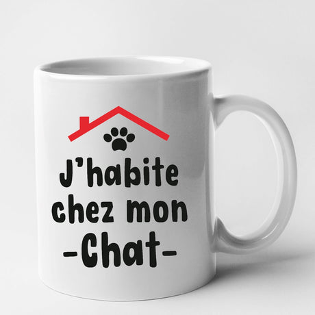 Mug J'habite chez mon chat Blanc