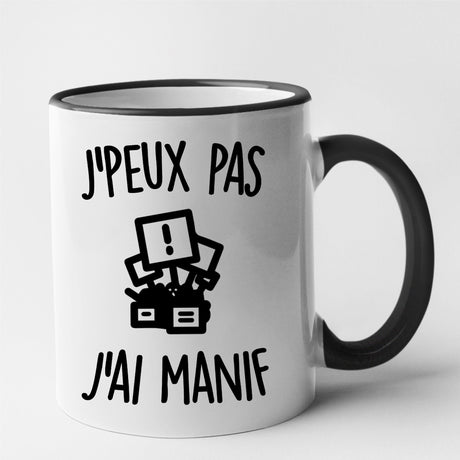 Mug J'peux pas j'ai manif Noir